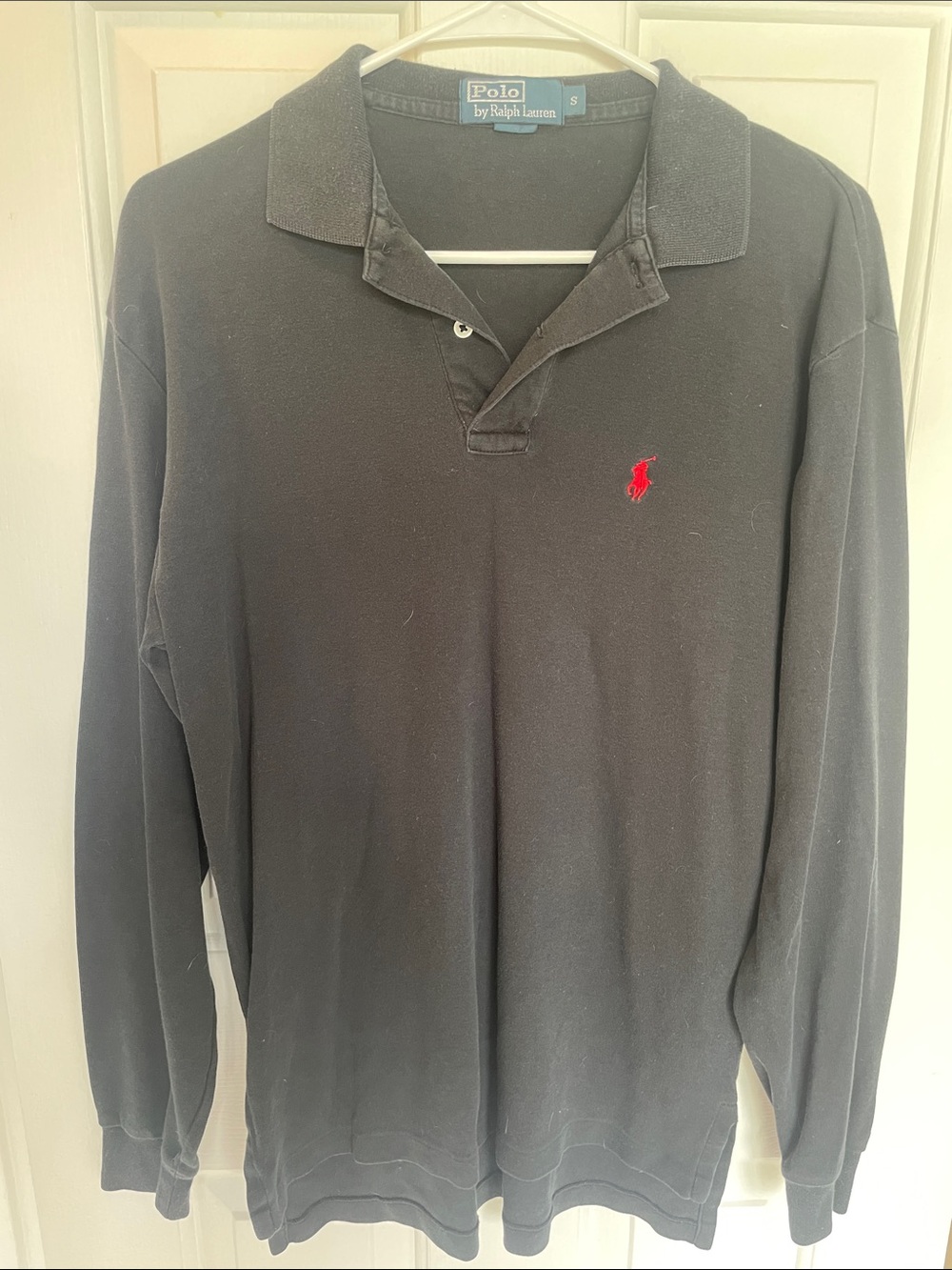 Polo by Ralph Lauren Black Long-Sleeve Polo with Red Pony